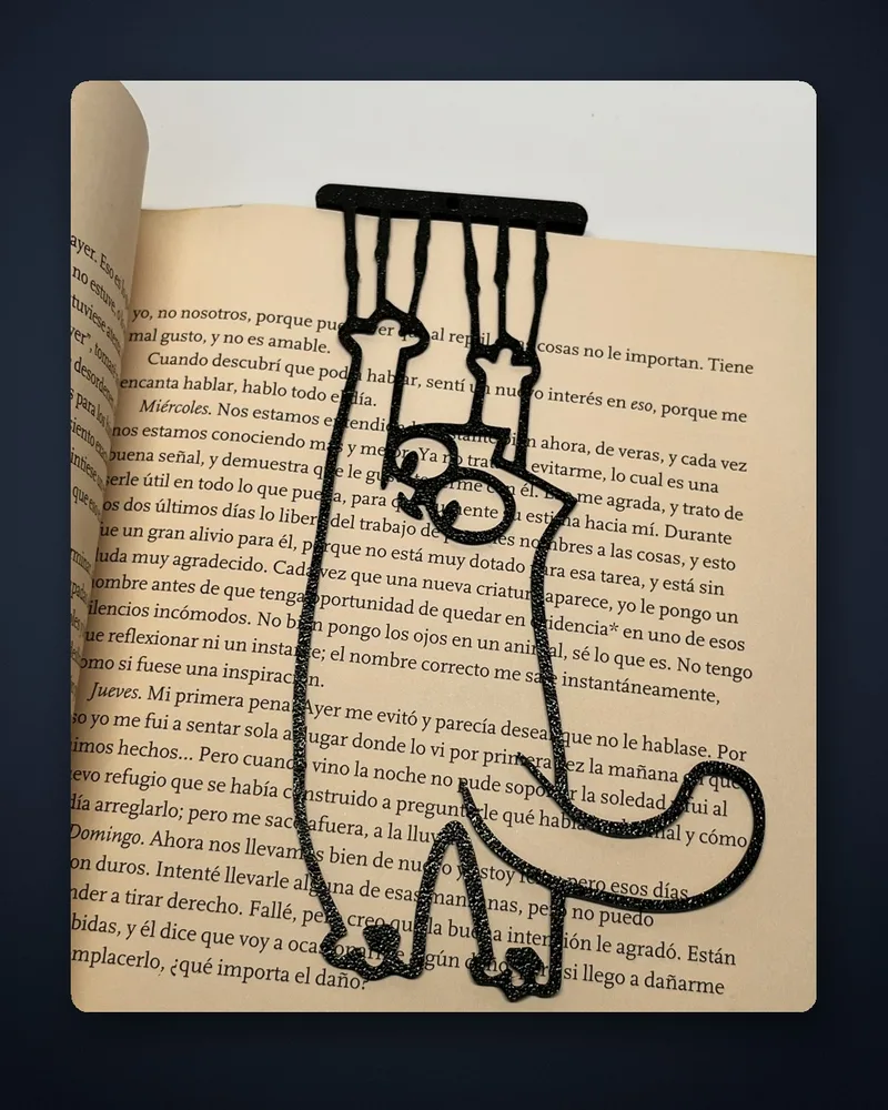 Señalador gato colgado